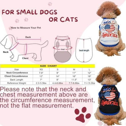 Small Dog America's 250th Anniversary 4th of July Outfit Shirt & Bandanas Pet Cat Clothes White S - Image 2