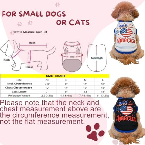Small Dog America's 250th Anniversary 4th of July Outfit Shirt & Bandanas Pet Cat Clothes Black S - Image 2