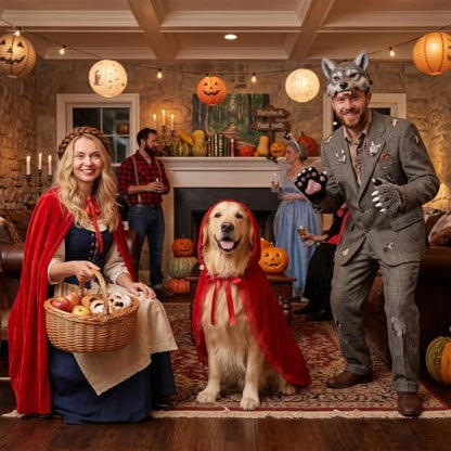 Haysandy Red Riding Hood Costume for Dog Pet Red Hooded Velvet Cloak, M - Image 6
