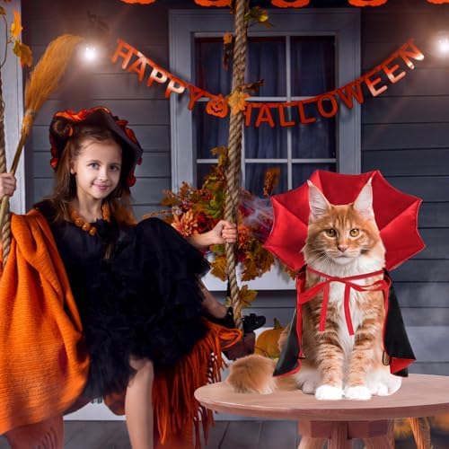 Pet Vampire Cape for Cats & Small Dogs, Halloween Adjustable Pet Costume - Image 6