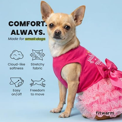 Fitwarm Barkday Queen Dog Tutu Dress, Birthday Clothes for Small Dogs Girl, Pet Outfit, Light Pink, Hot Pink, XS - Image 6