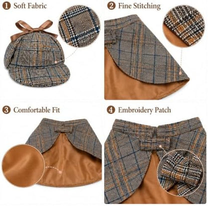 Dog Cat Detective Costume Set Halloween Pet Cape Cloak & Hat - Image 3