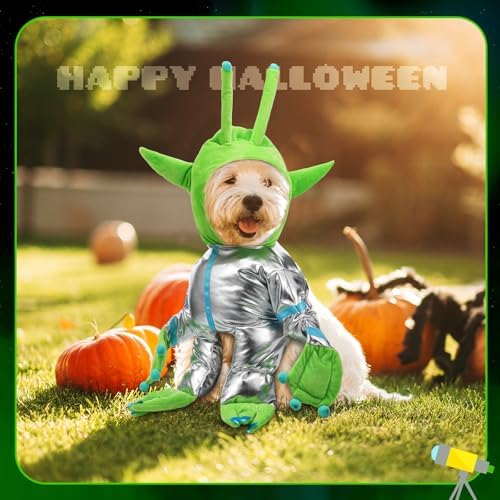Halloween Green Alien Costume for Small Dog, Dog Astronaut Outfits, M - Image 4
