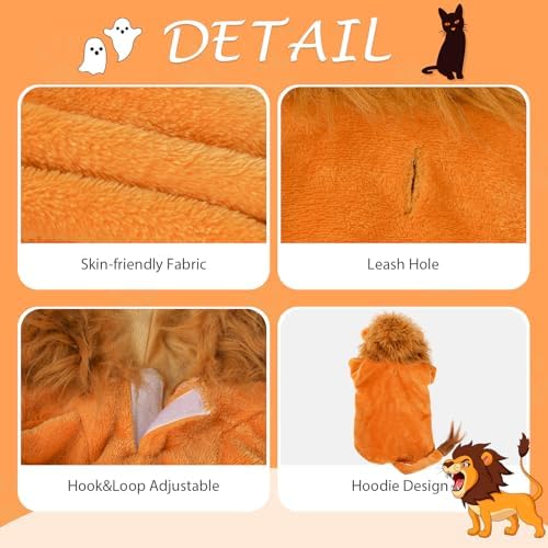 DELIFUR Dog Halloween Lion Costume - Adorable Pet Dress Up Clothes Animal Warmth Cosplay Holiday Coat for Medium and Large Dog Funny Outfit Comfort (Orange Lion, X-Large) - Image 4