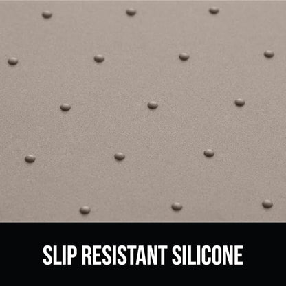 GORILLA GRIP 100% Waterproof Raised Edge BPA Free Silicone Pet Feeding Mat, Dog Cat Food Mats Contain Spills Protects Floors, Placemats for Cats and Dogs Water Bowl, Pets Accessories 18.5x11.5 Beige