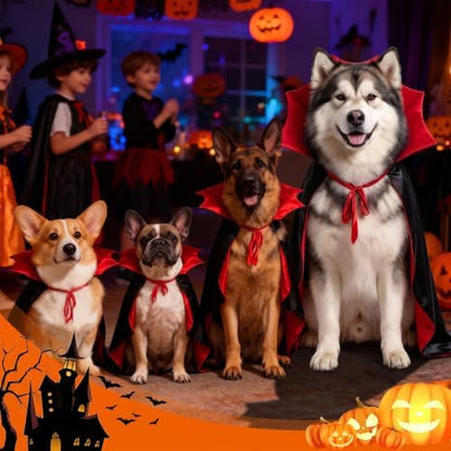 OLANRUN Dog Halloween Costumes, Dog Vampire Devil Cape Costume, Funny Pet Vampire Cloak Cosplay Party Dress-Up, Halloween Costumes for XL Dogs (X-Large) - Image 4