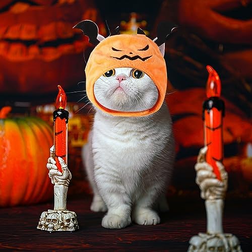 ALIBBON Cat Halloween Devil Costume Dog Halloween Devil Hat Pet Headdress for Halloween Party Adjustable Devil Cap Orange Devil Hat Dress Up for Puppy Kitty Halloween Cosplay Costume - Image 4
