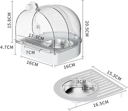 Hanging Brid Bath with Feeder for Cage, 3 in 1 Multifunction Bird Bath/Bowl/House, Bird Cage Accessories Suitable for Small to Medium Birds, Like Lovebirds, Finches, Parakeets, Mannikin