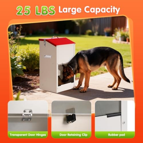 25 Lbs Automatic Dog Feeder for Large Dogs, Dog Food Dispenser