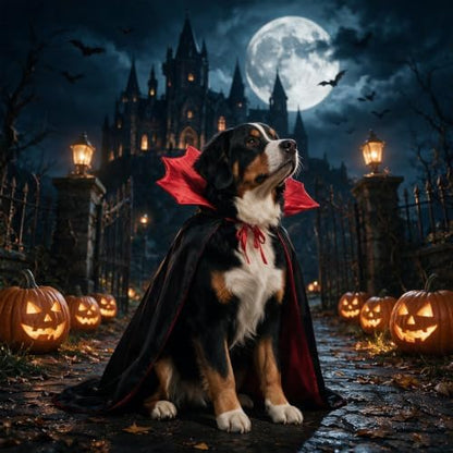 Halloween Dog Vampire Cloak Costume for Large XL Dogs, Black Red - Image 7