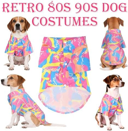 80s Dog Costume Hawaiian Shirts - 90s Halloween Retro Disco Breathable Puppy Outfit for Small Medium Dogs (Pink, X-Large) - Image 3