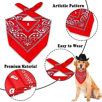 GOYOSWA Dog Halloween Costumes, Dog Cowboy Costume Halloween Pet Cowboy Hat Bandana Scarf for Small Medium Large Dogs Pets (Black Hat & Red Bandana, Large) - Image 6