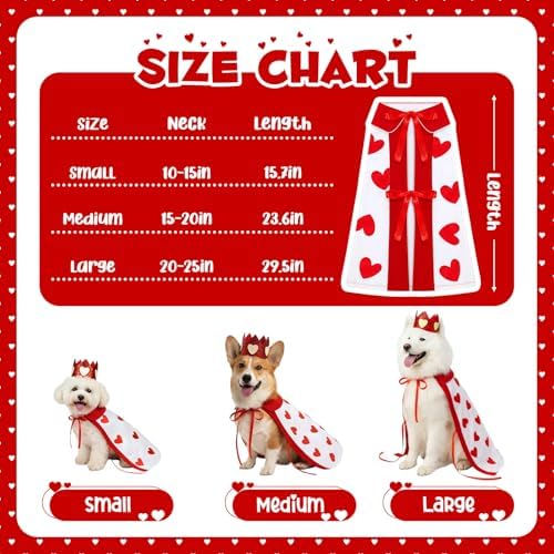 Hillban Halloween Dog King Costumes Heart Crown Queen Pet Cloak Set M - Image 3