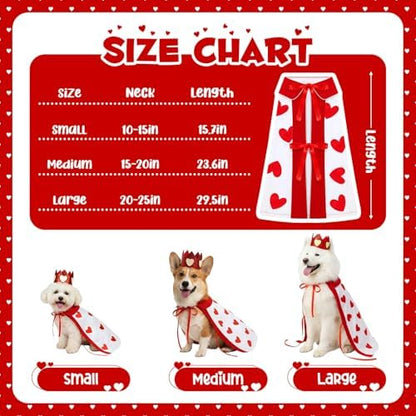 Hillban Halloween Dog King Costumes Heart Crown Queen Pet Cloak Set M - Image 3
