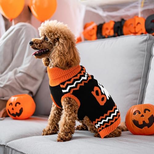 Halloween Dog Stripe Sweater Cute Pumpkin Ghost Pattern Pet Knitwear Clothes Festival Boo Letters Outfits Halloween Costume for Small Middle Large Dogs 4XL - Image 6