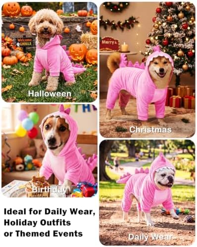 CuteBone Dinosaur Pet Costume Onesie - Hooded Puppy Pajamas - Small Dog Clothes Cat Full-Body Romper COSH03XL - Image 4