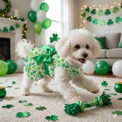 St. Patrick Day Dog Dress Holiday Irish Lucky Clover Dress Outfits Skirt for Small Boys and Girls Puppies Pets Doggie - Image 5