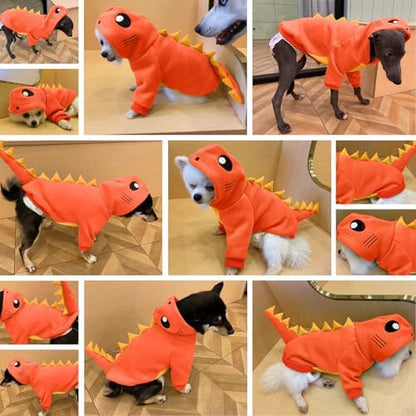 Lelepet Dog Dinosaur Costume Large Dog Halloween Costume Warm Fleece Hoodie - Image 6