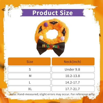 Dog Halloween Costumes Plush Collar with Bow Tie, Cute Pet Costumes for Cats Dogs, Fluffy Halloween Neck Accessory Cat Clothes Dog Costume for Party Photos, L - Image 3