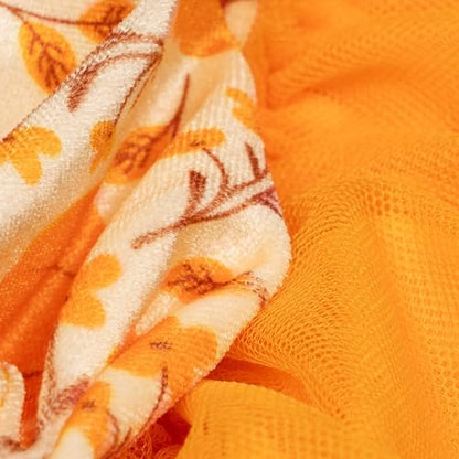 Fitwarm Pumpkin Flower Dog Dress, Thanksgiving Outfit for Small Dogs Girl, Fall Pet Outfit, Beige, Orange, Small - Image 7