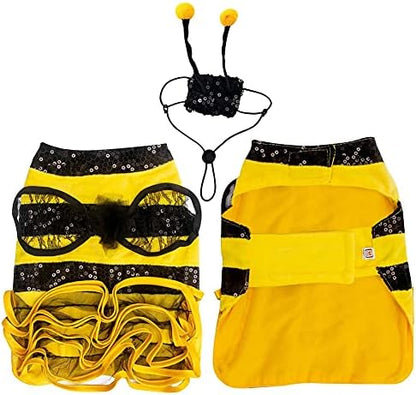 Bee Dog Costume - Bumblebee Pet Dress with Cap - Funny Halloween Outfit for Small, Medium, Large Dogs & Cats - Image 5