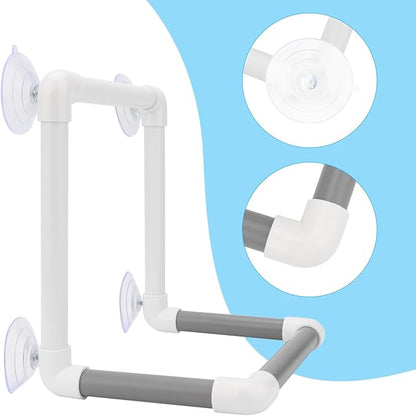 Hypeety Bird Portable Suction Cup Parrot Shower Perch Window Standing Platform Shower Bath Toy for Bird Parrot Macaw Cockatoo African Greys Budgies Parakeet Cockatiel