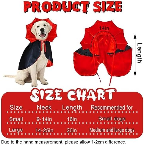 GOYOSWA Dog Halloween Costumes, Dog Vampire Devil Cloak Cape Costume Halloween Costumes for Small Medium Large Dogs Pets (Large) - Image 3