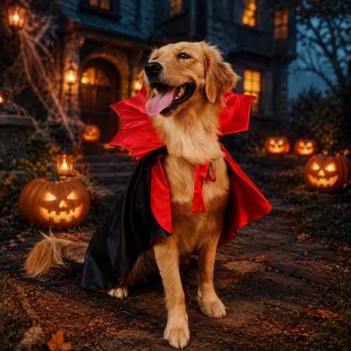 Golden Retriever Halloween Costume, Extra Large Dog Vampire Cape Cloak for Great Dane German Shepherd, Big Dog Halloween Costumes XL(Vampire,XL) - Image 2