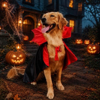 Golden Retriever Halloween Costume, Extra Large Dog Vampire Cape Cloak for Great Dane German Shepherd, Big Dog Halloween Costumes XL(Vampire,XL) - Image 2