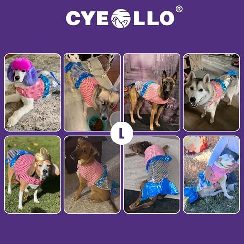 cyeollo Mermaid Dog Halloween Costumes for Medium Dogs Holiday Outfit, L - Image 6