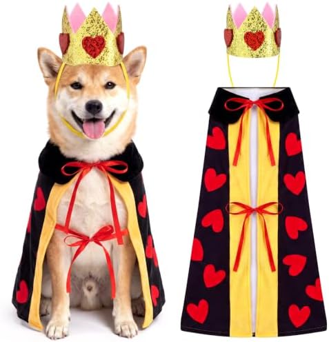 Hillban Halloween Dog King Costumes Heart Crown Queen Pet Cloak Set by Hillban