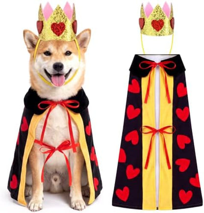 Hillban Halloween Dog King Costumes Heart Crown Queen Pet Cloak Set by Hillban