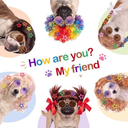 6 Pcs Funny Cat and Dog Wigs with Hairpin Glasses, Retro - Image 6