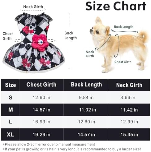Skeleton Halloween Costume for Dogs & Cats - Funny Puppy Dress with Flower - Image 2