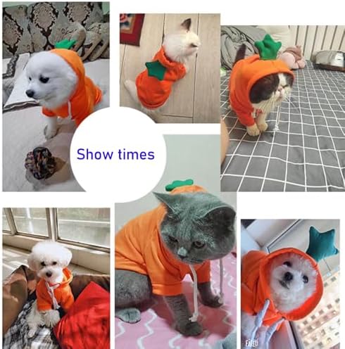 ANIAC Funny Pet Clothes for Small Dog Cat Carrot Dog Hoodies Warm Puppy Sweatshirt Coat with Fruit Hood Fall Cat Sweater Halloween Outfit Easter Dog Carrot Costume (Orange, Large) - Image 6