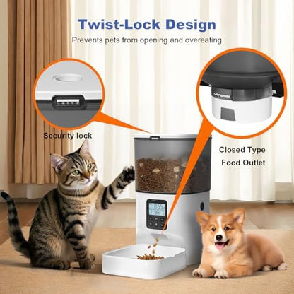 ANDOLL HOME Automatic Cat Feeder,4L Timed Cat＆Dog Dry Food Dispenser