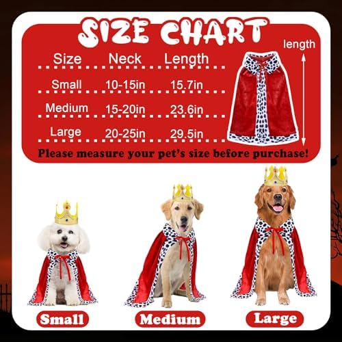 GOYOSWA Dog King Costume, Dog Halloween Costumes King Cloak Crown Set Funny King Prince Costume for Small Medium Large Dogs (Large) - Image 3