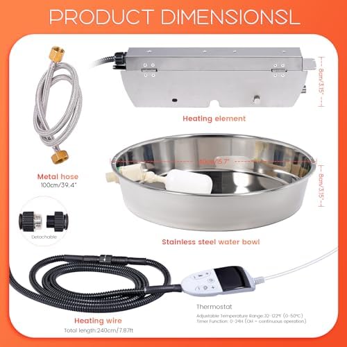 Heated Automatic Dog Water Bowl Dispenser Outdoor for Large Dogs