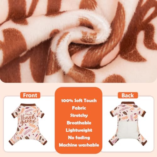 CuteBone Small Dogs Outfit Soft Puppy Onesies Pjs Thanksgiving Dog Pajamas Pet Coat Cat Apparel Comfy Doggie Jumpsuit Bodysuit for All Seasons P353S - Image 5
