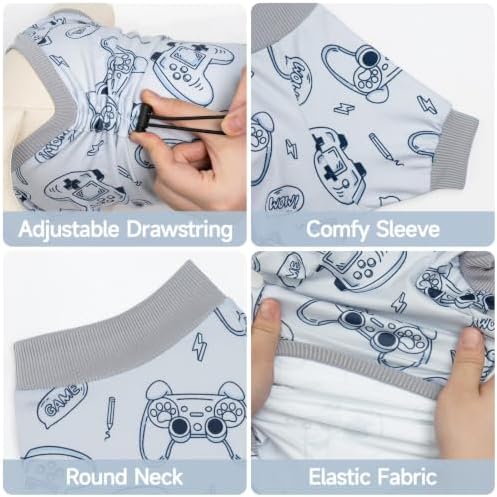 XPUDAC 4 Pack Dog Pajamas, Soft Puppy Clothes with Drawstring Adjustable Stretchy Dogs Onesie for Small Medium Doggie Shed Defender Dog Suit Pet Outfit Boy, 2XL - Image 2