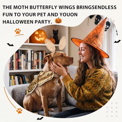 Tallew 2 Pcs Dog Halloween Costumes Moth Butterfly Wings,S,Grayish White - Image 5