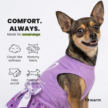 Fitwarm Easter Bunny Dog Dress, Holiday Dog Clothes for Small Dogs Girl, Pet Easter Outfit, Purple, White, Large - Image 6