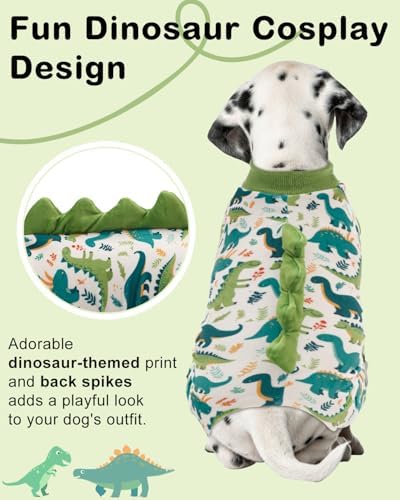 CuteBone Dinosaur Costume Dog Pajamas, Stretchy Spandex Crystal Velvet Sleepwear Coat for Small Dogs, Soft & Warm Pet Outfit Clothes for Cold Weather, Cozy Pullover Design COSP05S - Image 2