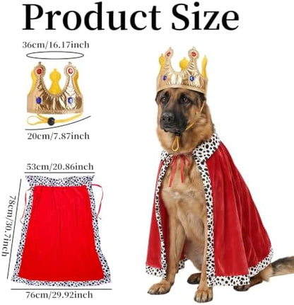 Dog Costume Dog Halloween Costumes Large Dog King Cloak Crown Set - Image 2