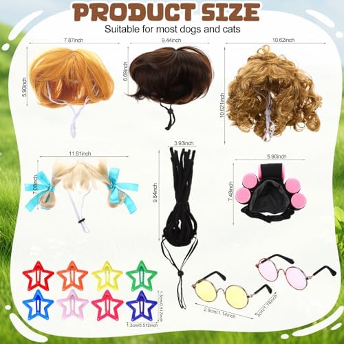 6 Pcs Funny Cat and Dog Wigs with Hairpin Glasses, Stylish - Image 2