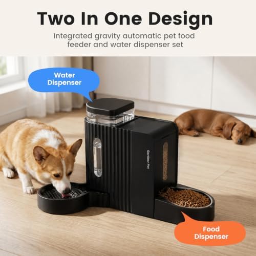 Dog Water & Food Dispenser Set, Gravity Automatic Pet Feeder, 4L x 2