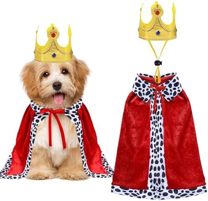 GOYOSWA Dog King Costume, Dog Halloween Costumes King Cloak and Crown Set Funny King Prince Costume for Small Medium Large Dogs (Small) by GOYOSWA