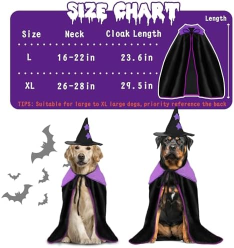 YUEPET Extra Large Dog Witch Costume Set, Halloween Cloak Hat for Big Dogs - Image 4