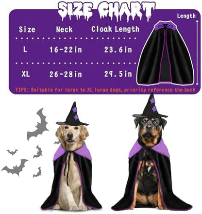 YUEPET Extra Large Dog Witch Costume Set, Halloween Cloak Hat for Big Dogs - Image 4