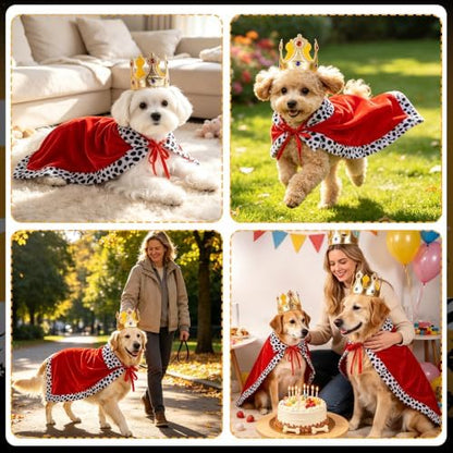 Halloween Dog King Costume, Pet King Cloak and Crown Set, Dogs Cosplay Party Supplies - Image 4